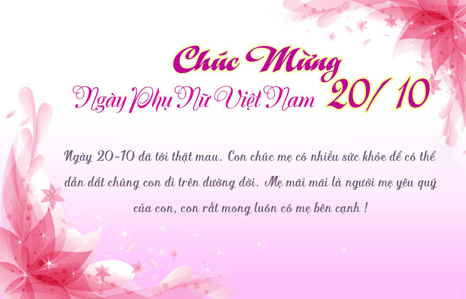 Thiệp chúc mừng ngày Phụ nữ Việt Nam 20-10 ý nghĩa