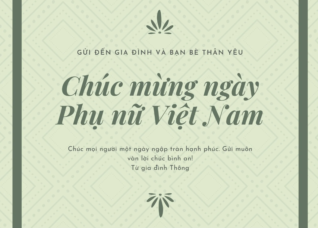 Thiệp chúc mừng ngày Phụ nữ Việt Nam tuyệt đẹp