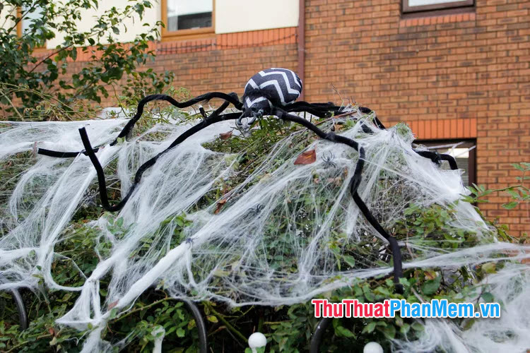 Trang trí Halloween với bụi cây mạng nhện