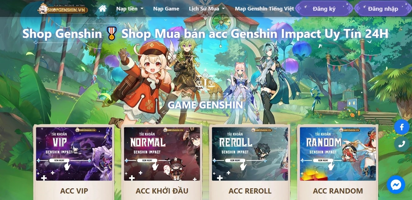 Shop Genshin cung cấp account chất lượng, uy tín