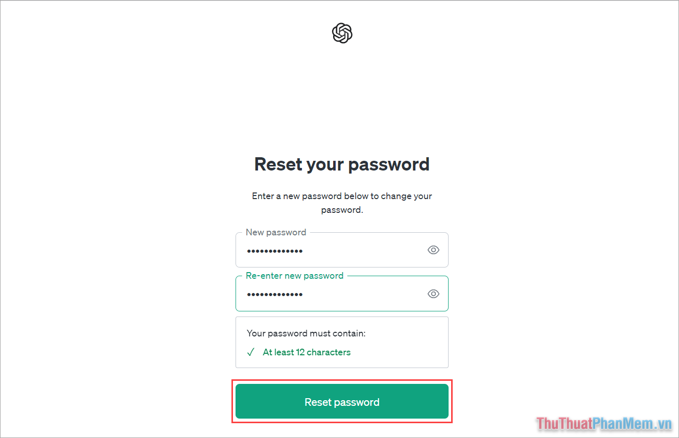 Chọn Reset Password để đổi mật khẩu tài khoản Chat GPT