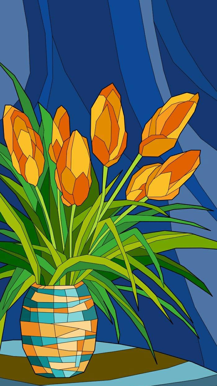 Ảnh nền hoa Tulip vẽ tay cho điện thoại siêu đẹp