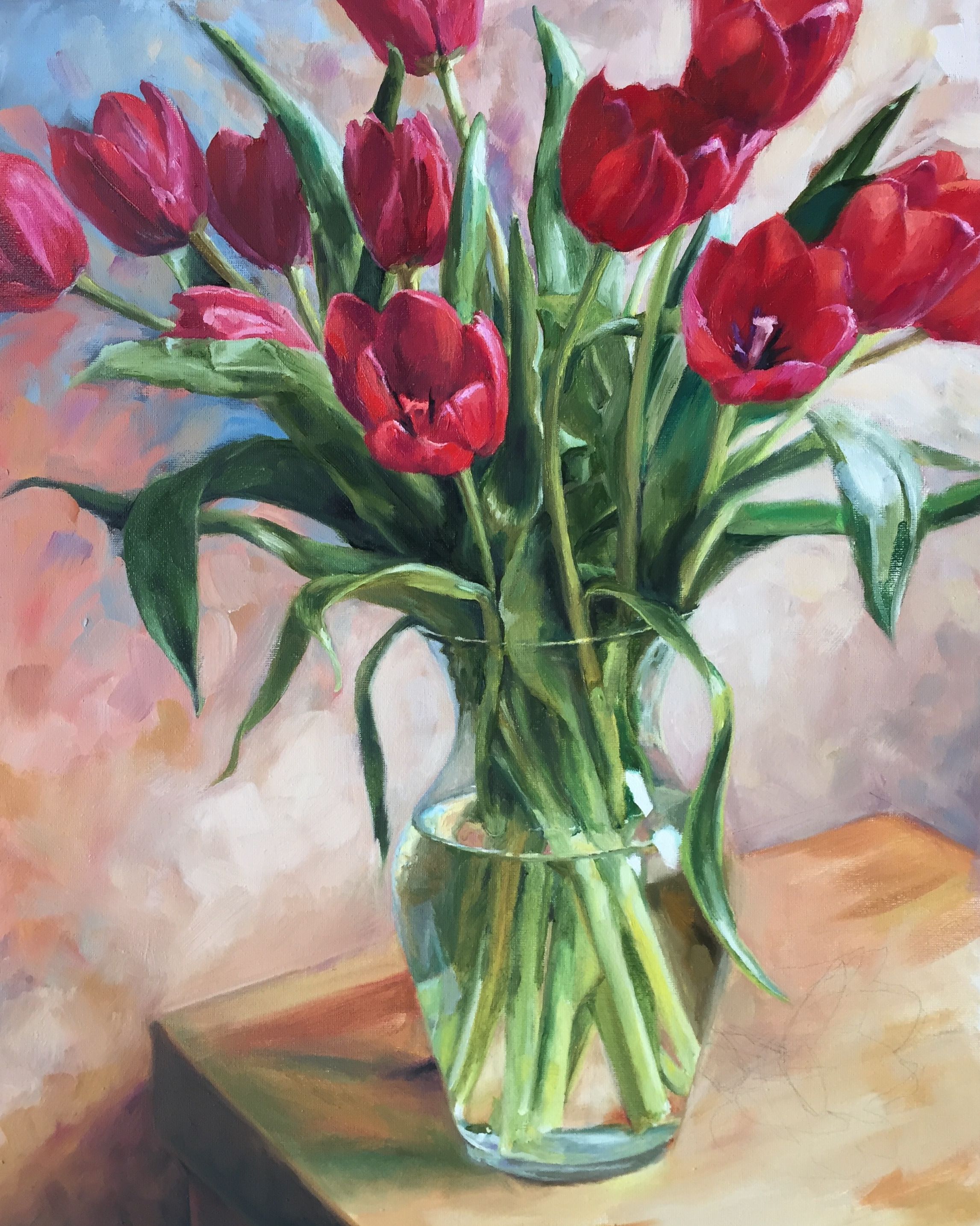 Ảnh nền hoa Tulip vẽ tay siêu đẹp