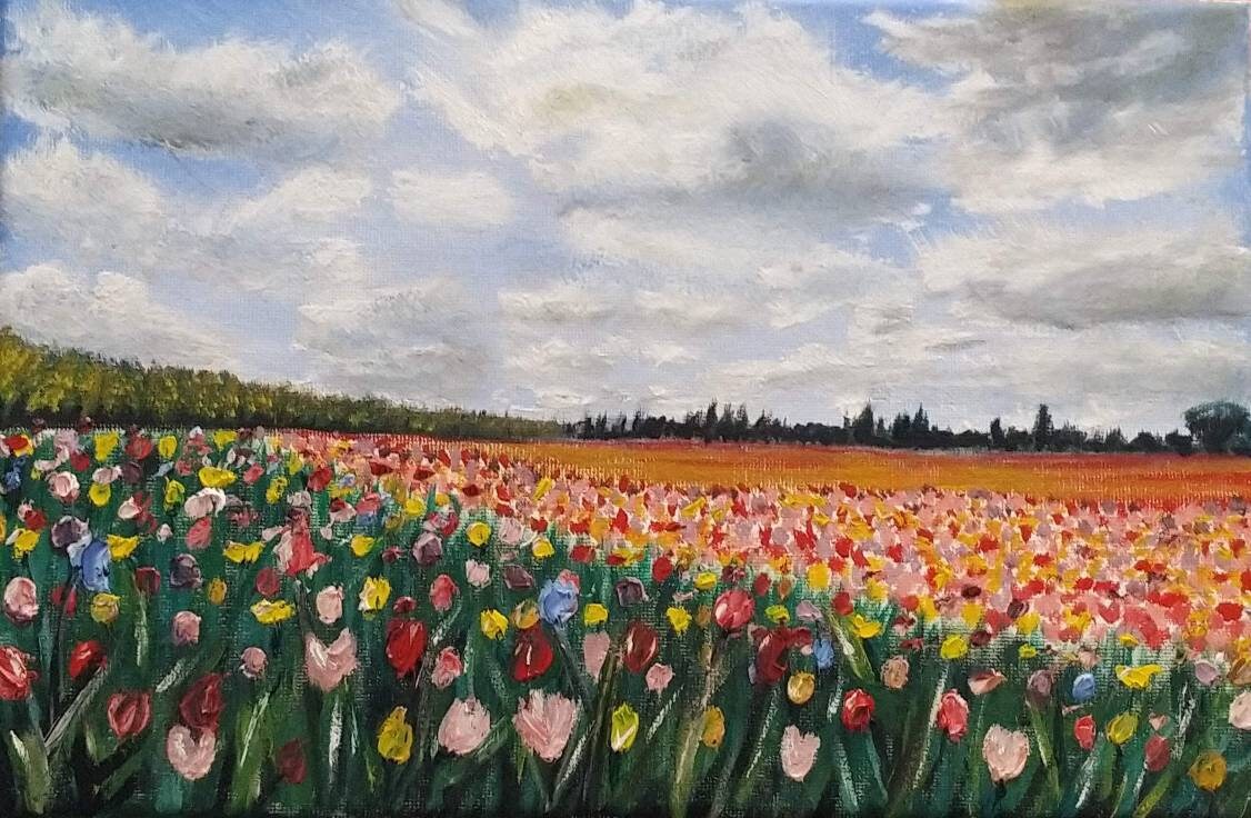 Hình nền hoa Tulip vẽ tay cực nghệ thuật