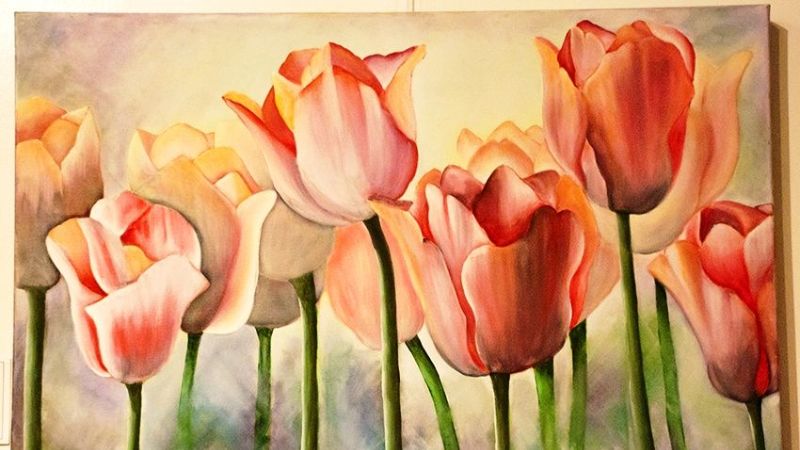 Hình nền hoa Tulip vẽ tay siêu đẹp, ấn tượng