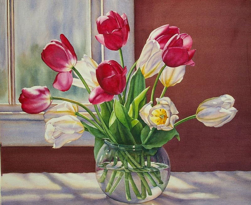Hình nền hoa Tulip vẽ tay siêu đẹp