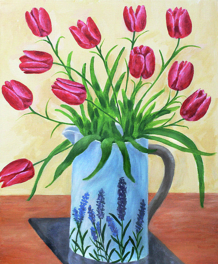 Wallpaper hoa Tulip vẽ tay cho điện thoại
