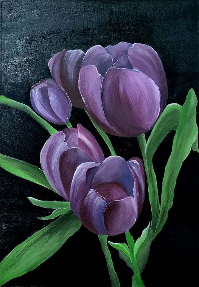 Wallpaper hoa Tulip vẽ tay độc đáo nhất