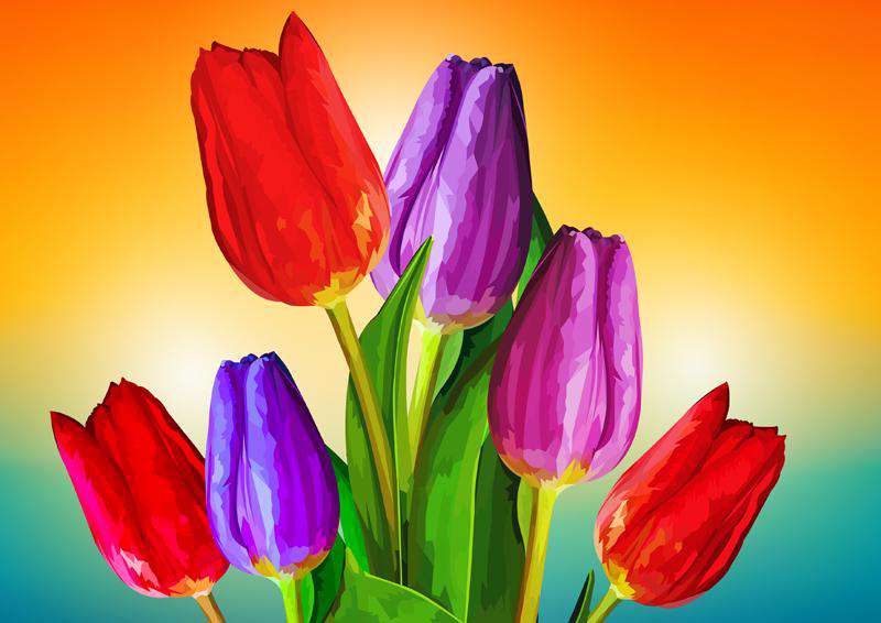 Wallpaper hoa Tulip vẽ tay siêu đẹp