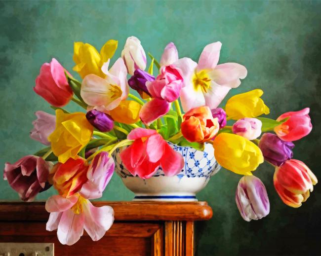 Wallpaper hoa Tulip vẽ tay tuyệt đẹp