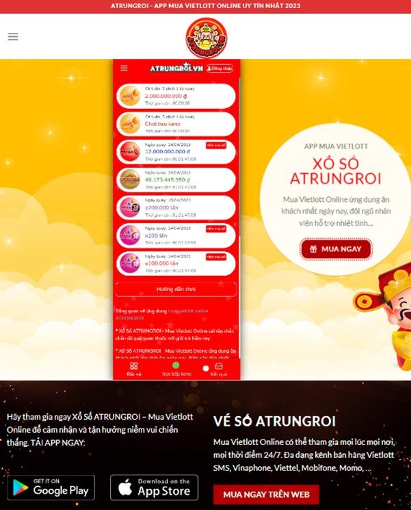 Cách mua Vietlott online trên Atrungroi.vn