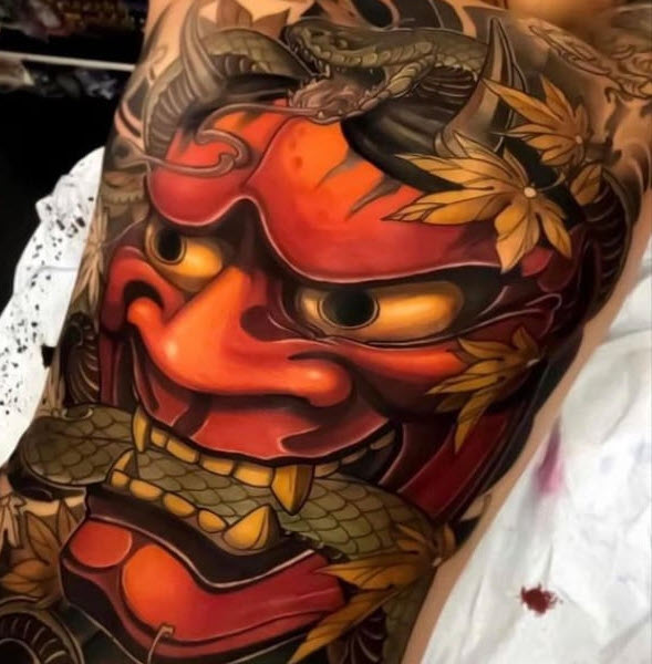 Hình ảnh mẫu tattoo mặt quỷ Nhật cổ đẹp nhất