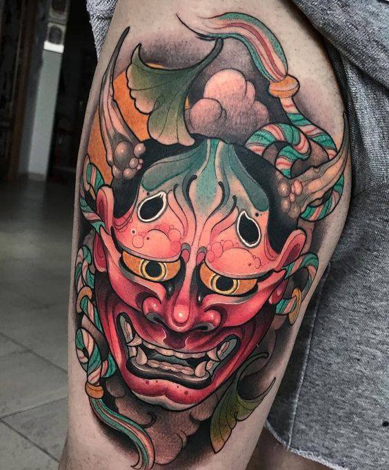 Hình mẫu tattoo mặt quỷ Nhật cổ chất