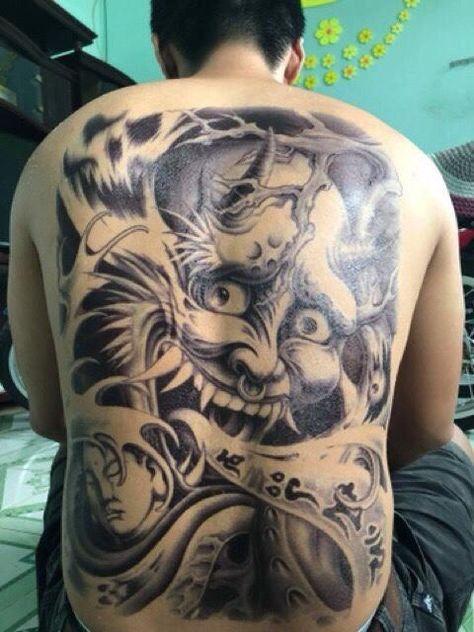 Hình mẫu tattoo mặt quỷ Nhật cổ đẹp