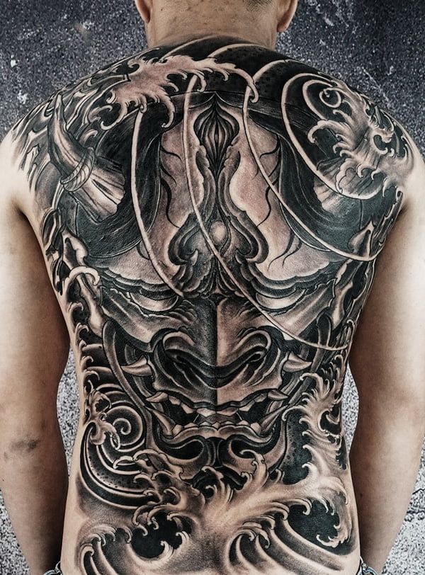Hình mẫu tattoo mặt quỷ Nhật cổ siêu đẹp