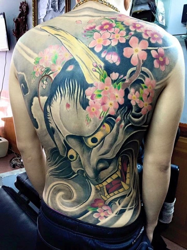 Mẫu tattoo mặt quỷ Nhật cổ cực chất