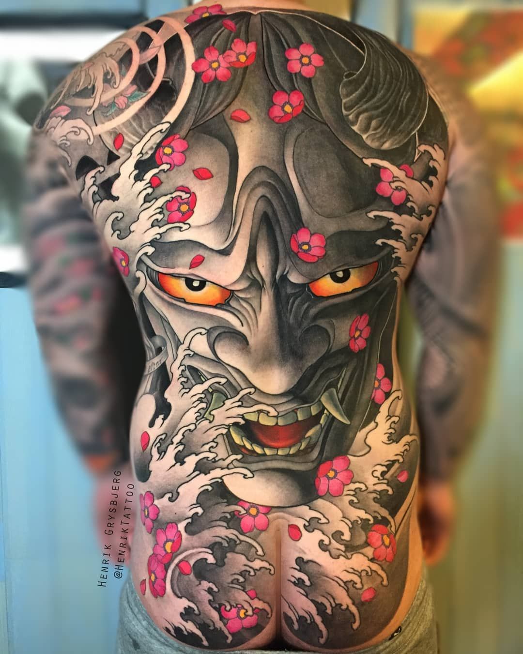 Mẫu tattoo mặt quỷ Nhật cổ siêu đẹp
