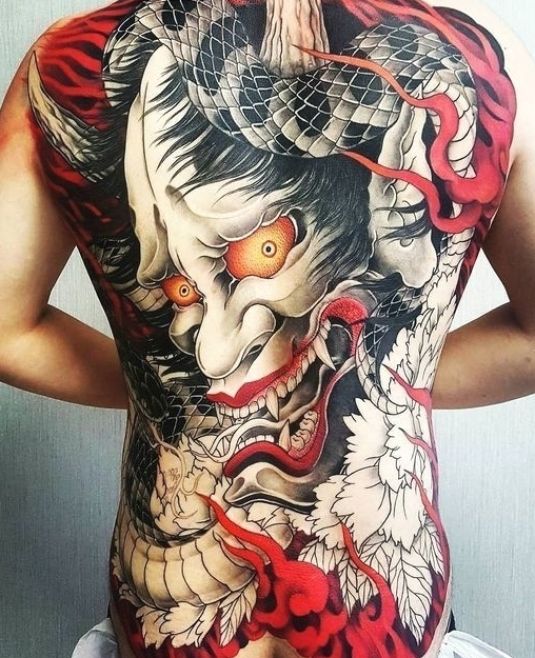 Mẫu tattoo mặt quỷ Nhật cổ siêu ngầu