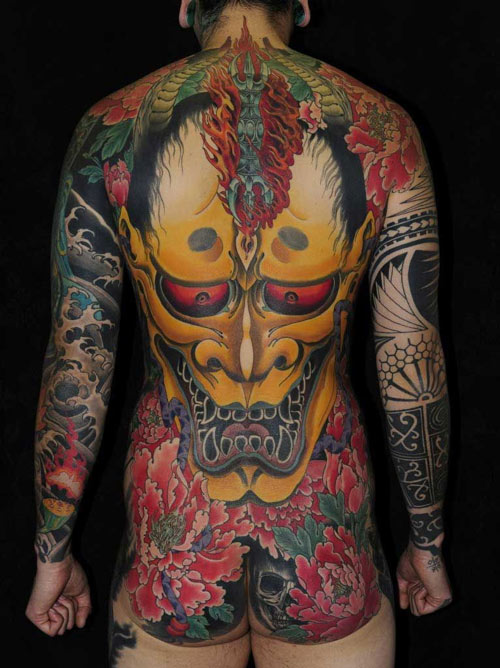 Mẫu tattoo mặt quỷ Nhật cổ
