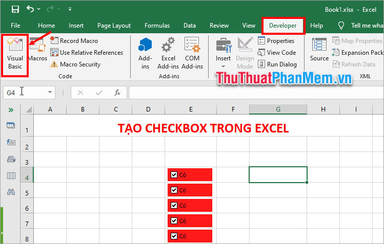 Cách tạo checkbox trong Excel bằng VBA