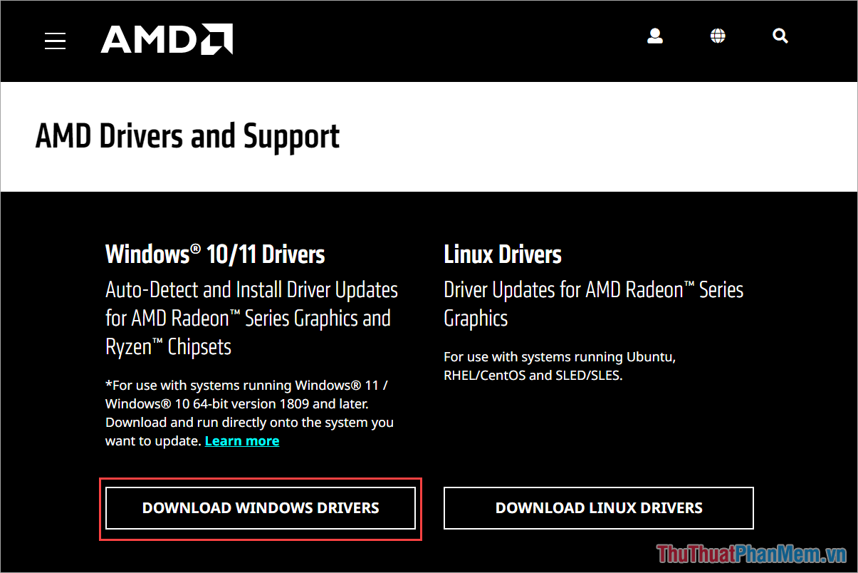 Chọn Download Windows Driver để tải bộ cài đặt