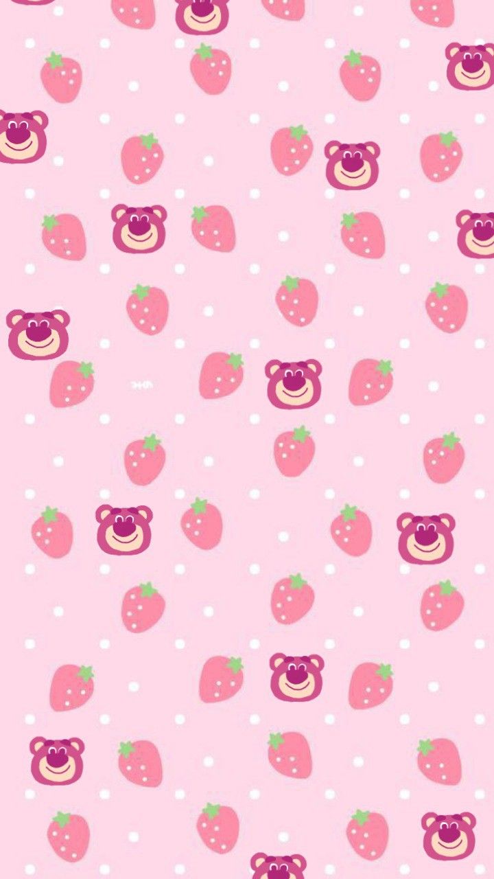 Hình nền gấu dâu hồng cute