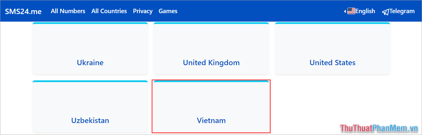Tìm kiếm Vietnam để tạo số điện thoại ảo +84 Việt Nam