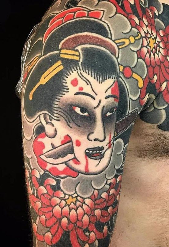 Tattoo bắp tay nam Nhật cổ tuyệt đẹp