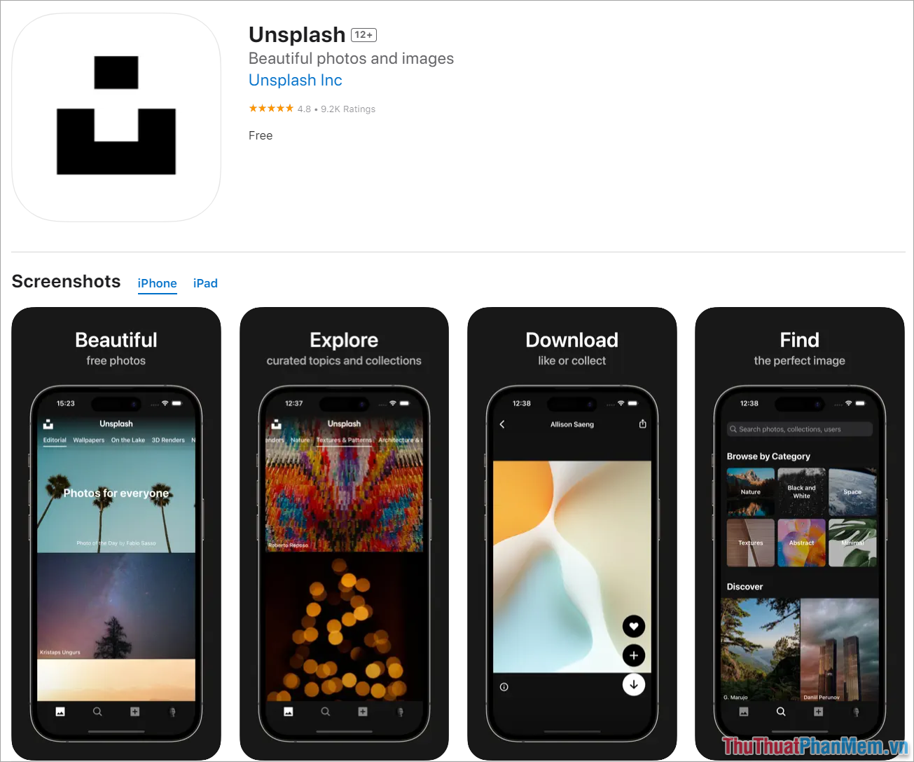 Unsplash – App cung cấp hình nền chất lượng cao lên tới 8K