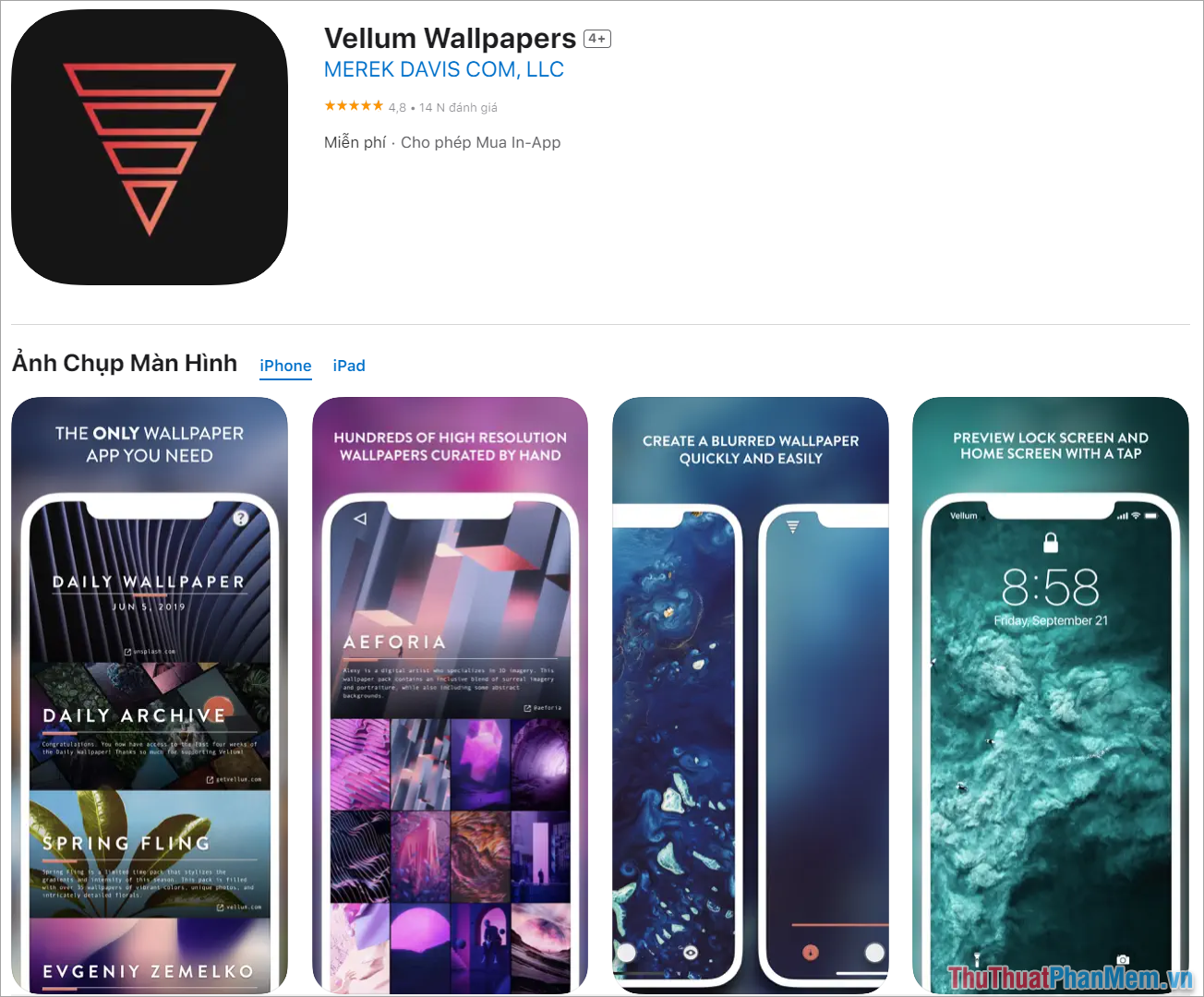 Vellum Wallpapers – App cung cấp hình nền chất lượng cao