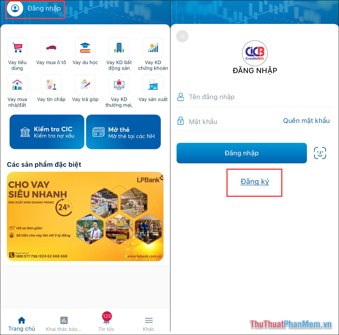 Chọn mục Đăng ký để mở tài khoản miễn phí 100%