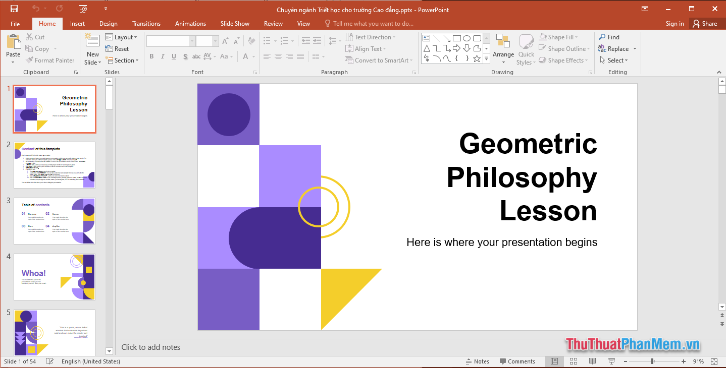 Mẫu PowerPoint triết học hình học