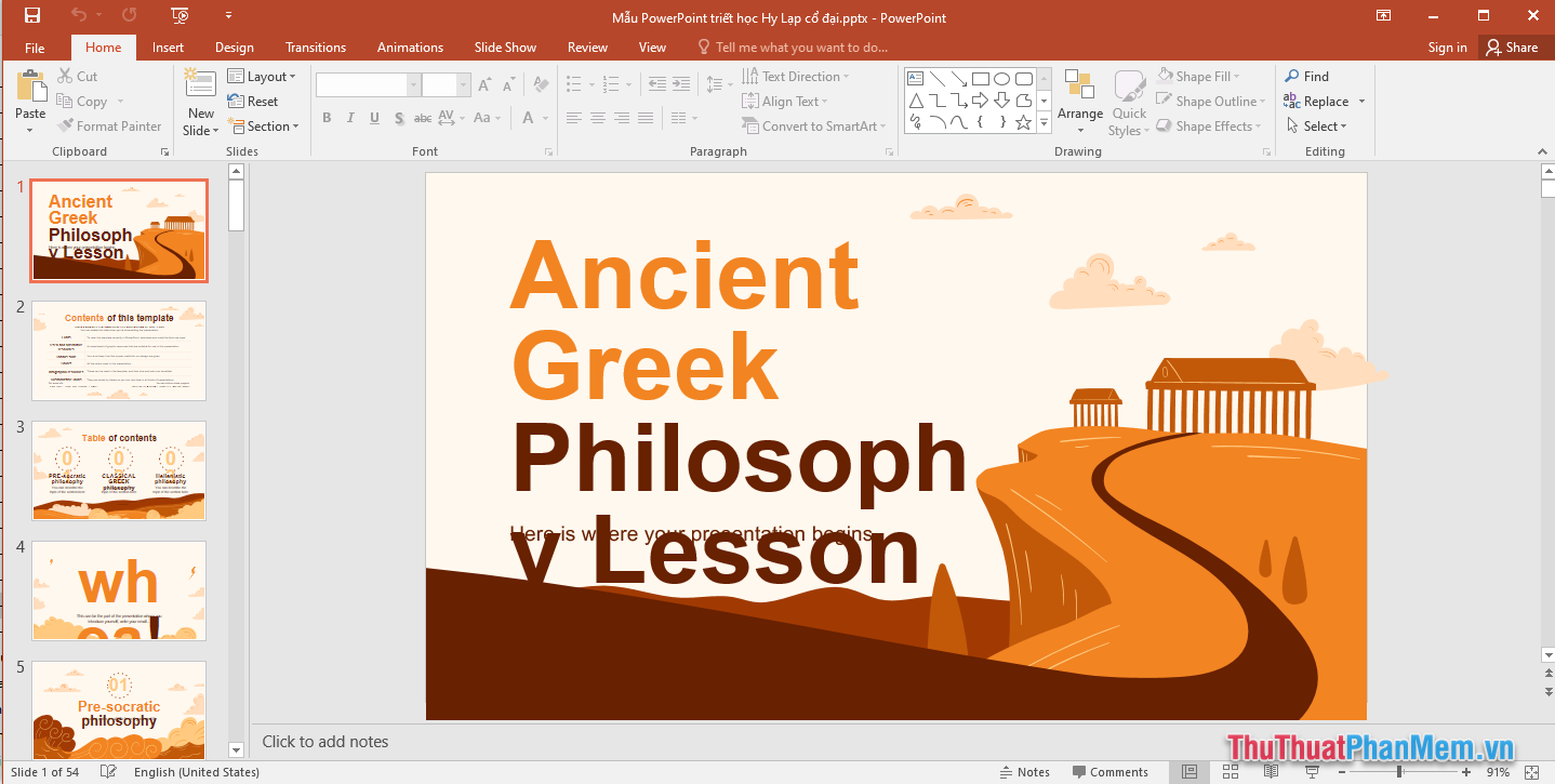 Mẫu PowerPoint triết học Hy Lạp cổ đại