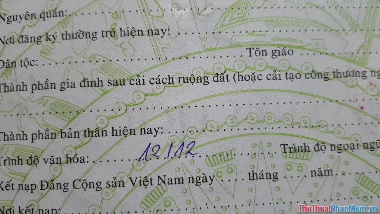 Thành phần gia đình trong sơ yếu lý lịch là gì