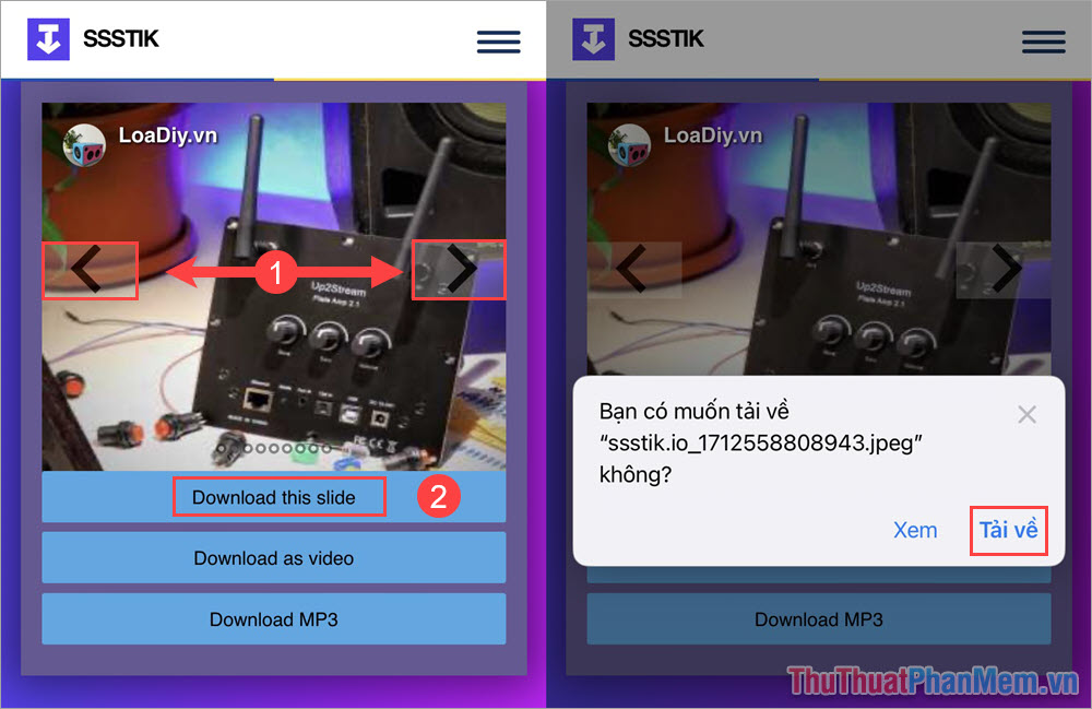 Bạn chọn Tải về để hoàn tất việc lưu trữ hình ảnh về điện thoại