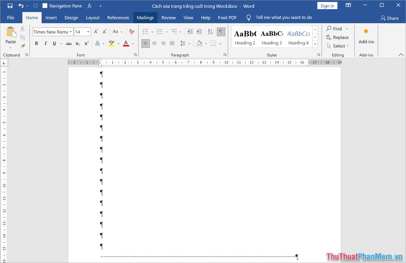 Bạn nhấn tổ hợp phím Ctrl + End để đưa trỏ chuột đến vị trí cuối cùng Bạn nhấn tổ hợp phím Ctrl + End để đưa trỏ chuột đến vị trí cuối cùng