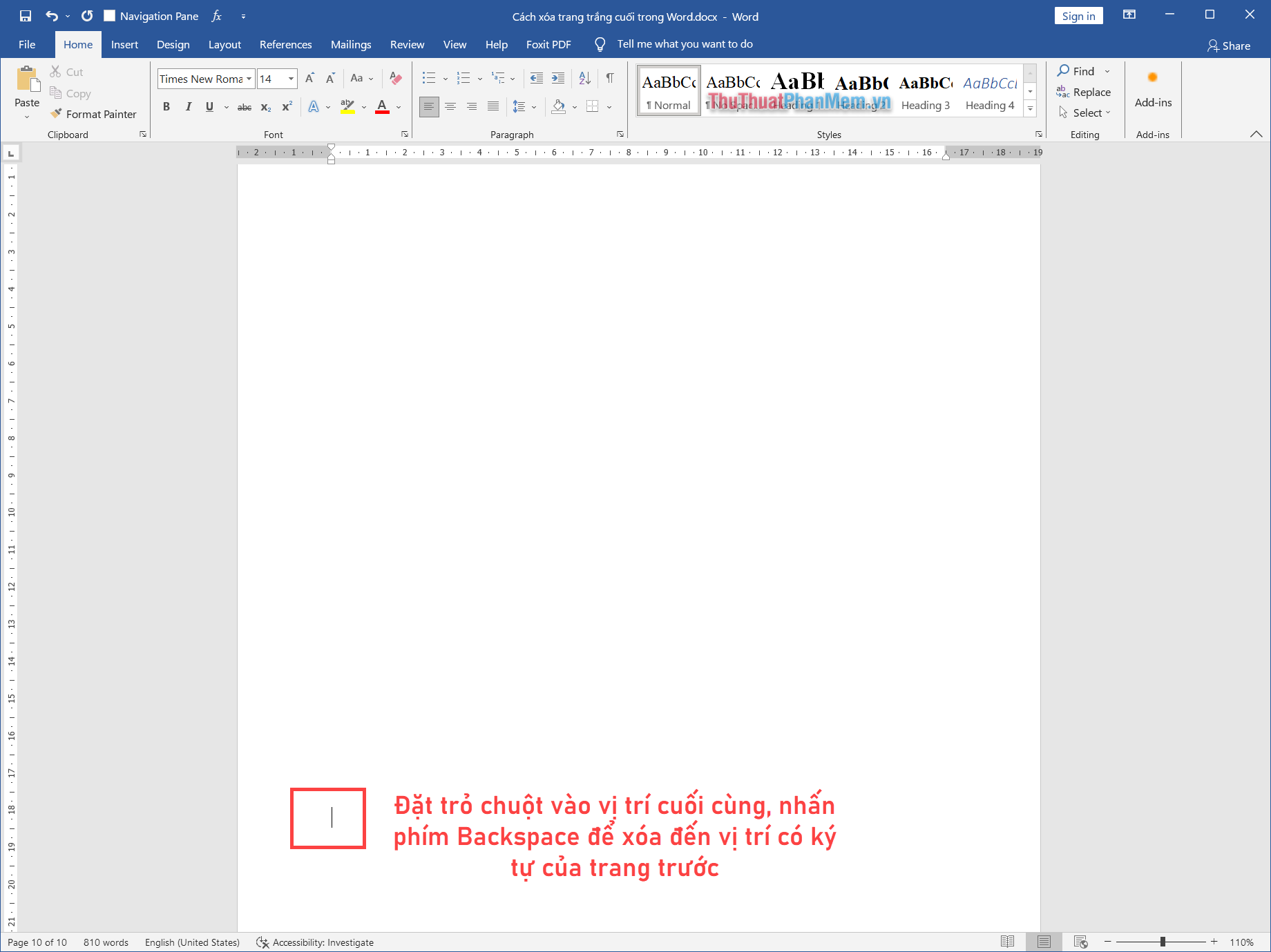 Nhấn phím Backspace (Xóa) để xóa toàn bộ các ký tự ẩn trong trang Nhấn phím Backspace (Xóa) để xóa toàn bộ các ký tự ẩn trong trang