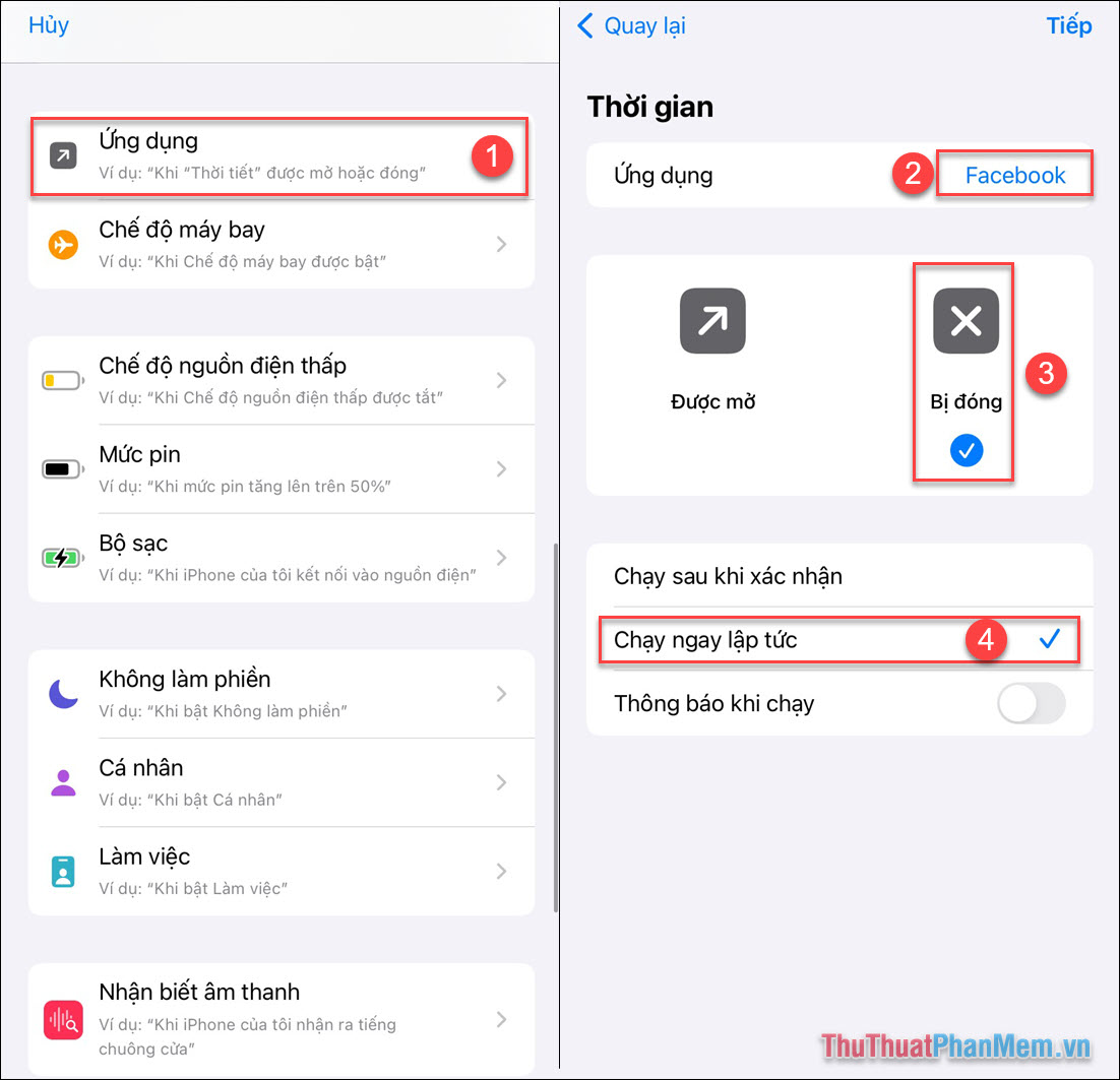 Chọn Chạy ngay lập tức Chọn Chạy ngay lập tức