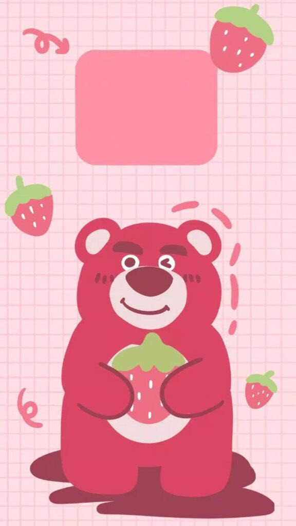 Ảnh nền gấu dâu cute cho điện thoại