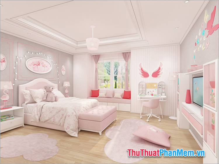 Những mẫu phòng ngủ đẹp cho nữ màu hồng dễ thương