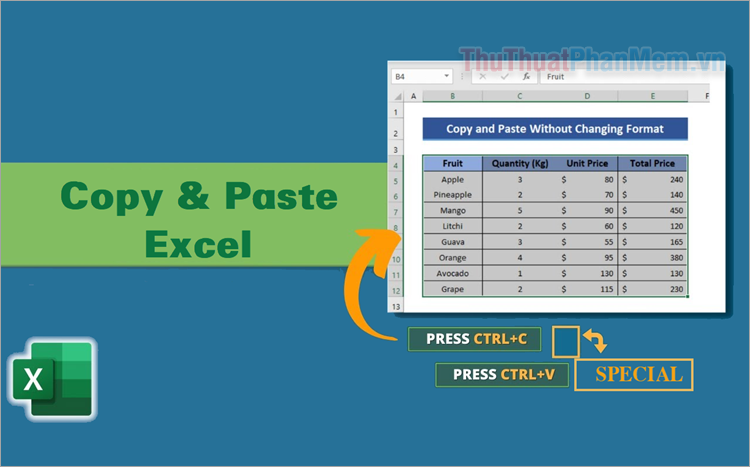 Cách copy giữ nguyên định dạng trong Excel nhanh và đơn giản