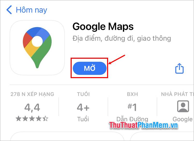 Chọn Google Maps trên màn hình điện thoại