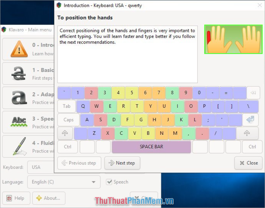 Klavaro Touch Typing – Học gõ bàn phím 10 ngón tiếng Việt