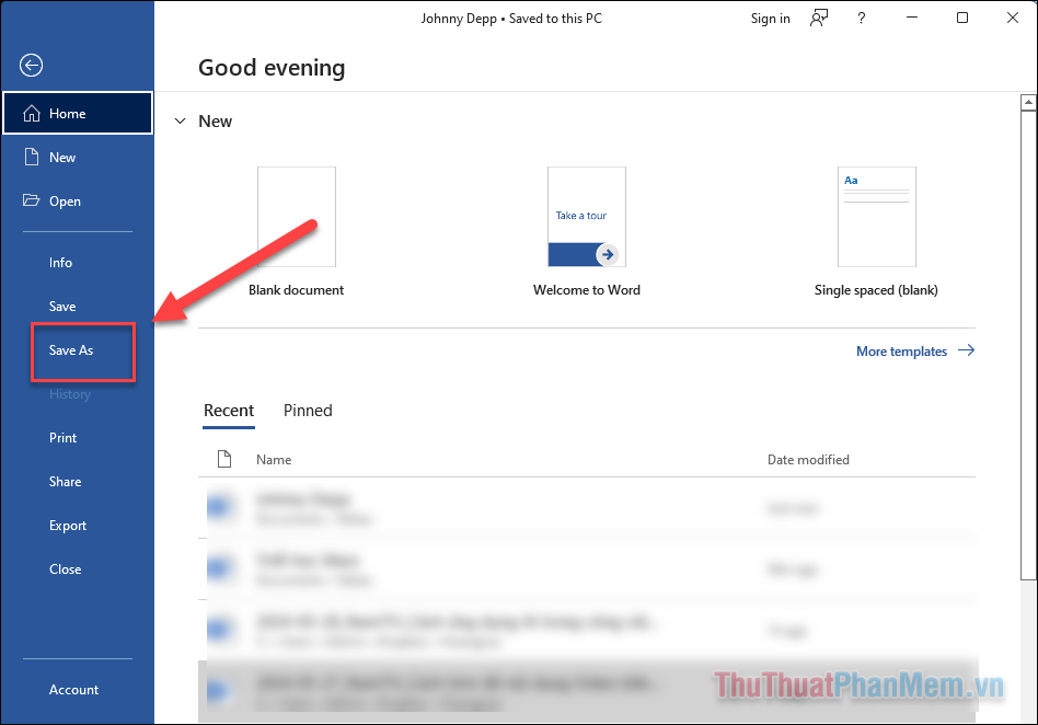 Chọn Save As