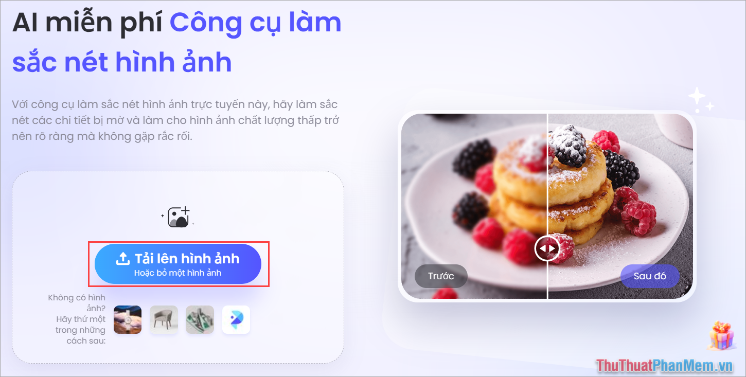 Chọn Tải ảnh đã làm nét về thiết bị