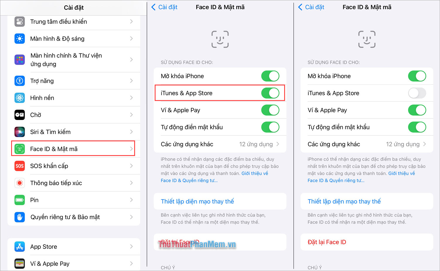 Cách tắt mật khẩu khi tải ứng dụng trên iPhone thông qua Face ID - Touch ID