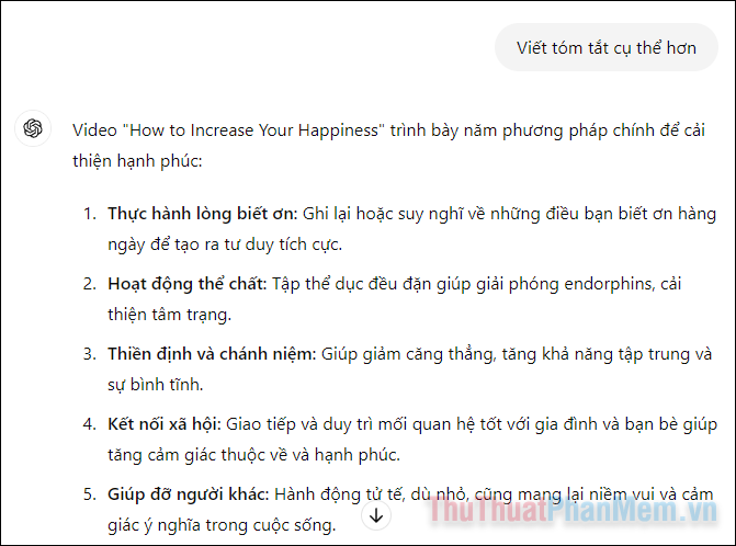 ChatGPT lúc này sẽ tái tạo lại câu trả lời, và bạn sẽ nhận được kết quả chính xác
