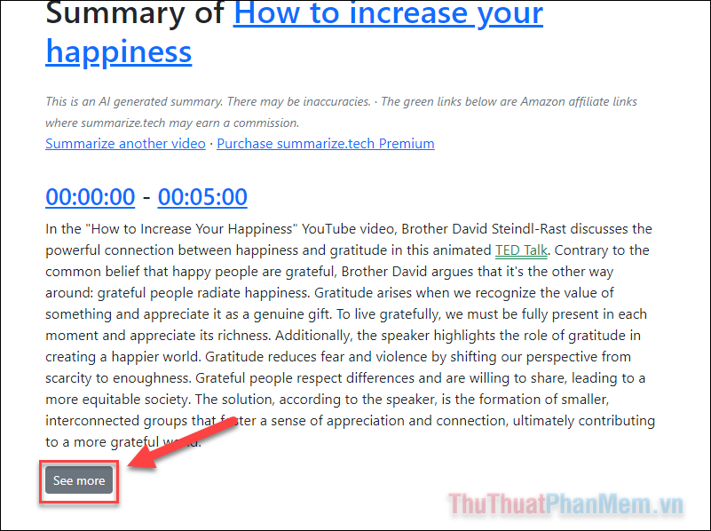 Nhấn vào See more để xem nội dung cụ thể cho các mốc thời gian.