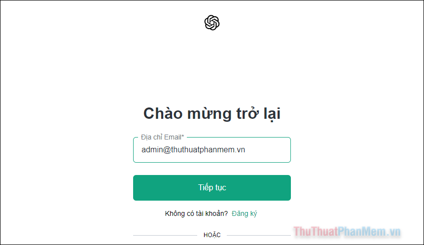 Nhập tài khoản và mật khẩu của bạn để đăng nhập vào ChatGPT