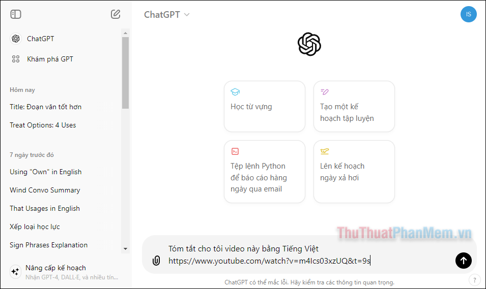 Sau đó nhấn Ctrl + V để dán đường link của video vào đoạn chat